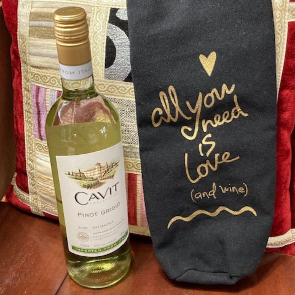 🥂All You Need is Love (& Wine!) Canvas Wine Tote Bag W/Handle🥂